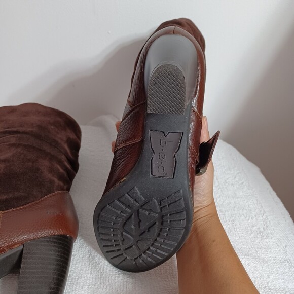 B.O.C Brown Leather Buckle Pull On Block Heel Fashion Boots Women's 6.5(37) - Picture 5 of 12